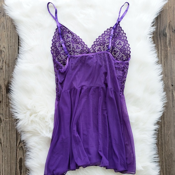 Sheer Lace Chemise Slip Babydoll Set w/ Thong - Picture 4 of 8